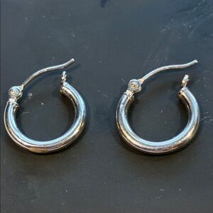 14k White Gold Hoops .
.56 grams